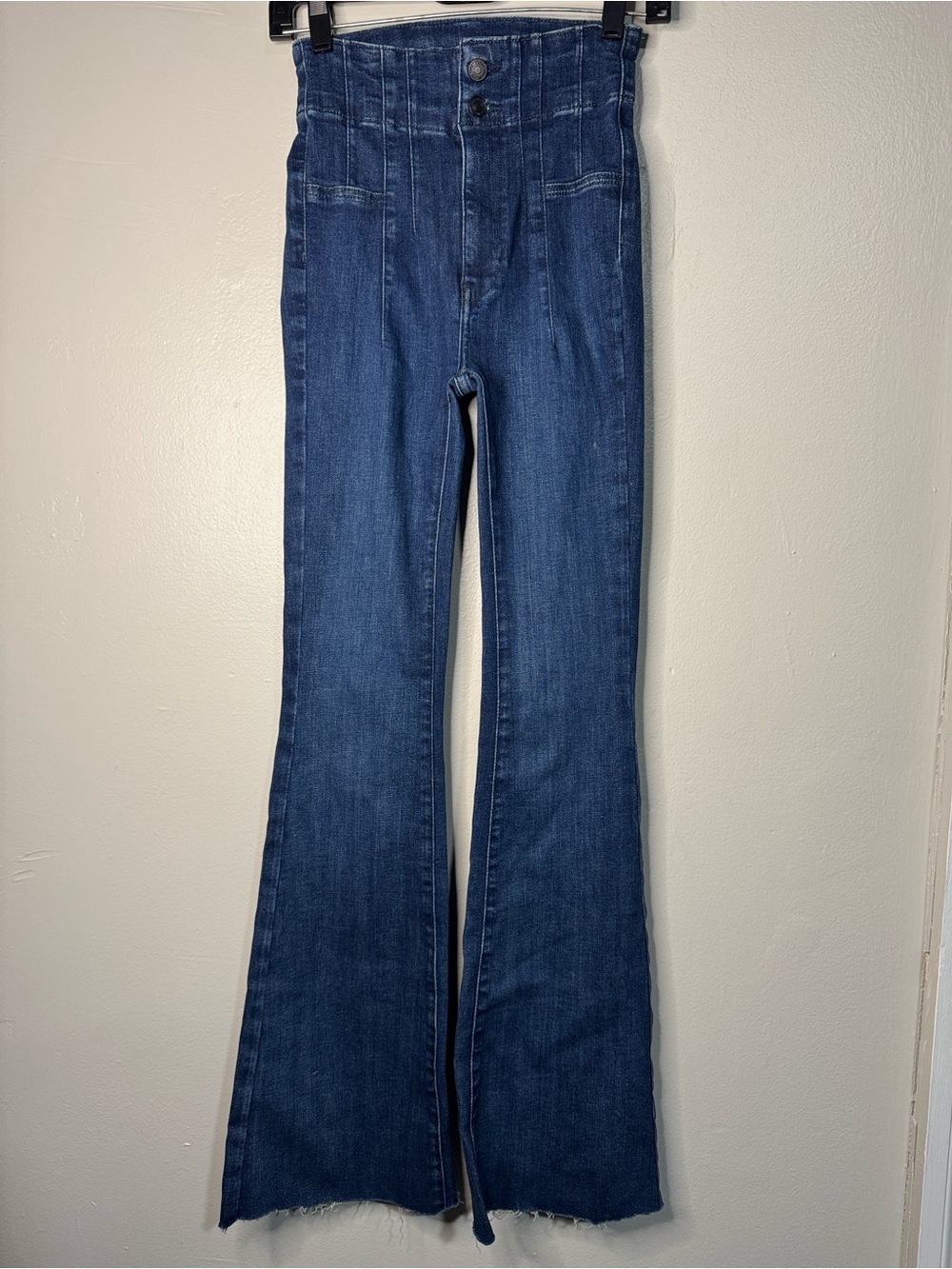 We The Free Dark Blue High-Rise Flare Jeans